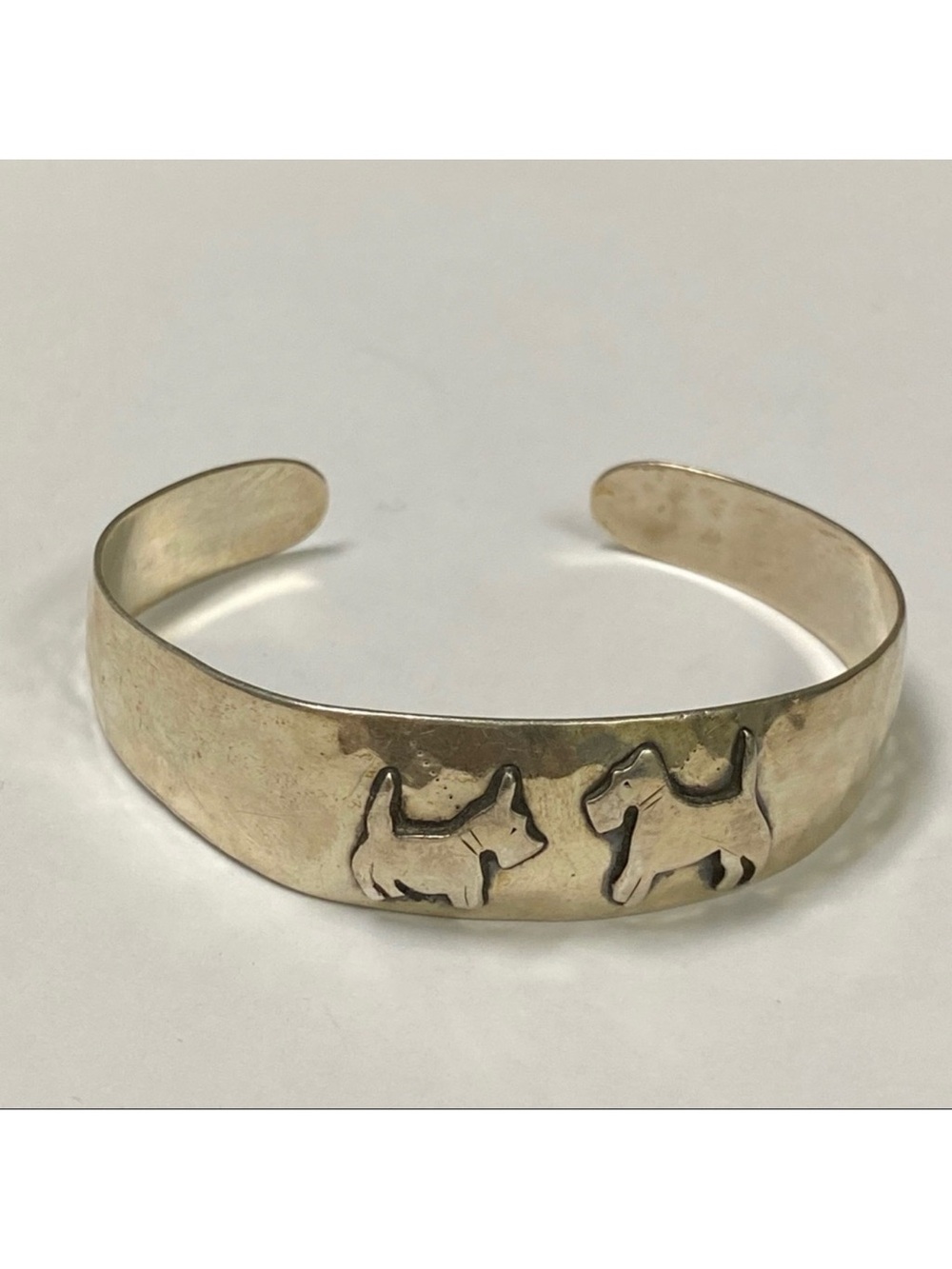HANDMADE BRACELET STERLING SILVER CUFF DOGS TERRIERS CANINE SIGNED GM
